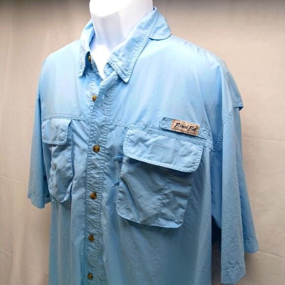 Bimini Bay Outfitters Casual Button Down Shirt Angler Vented  Men's XXL Blue - Picture 4 of 11
